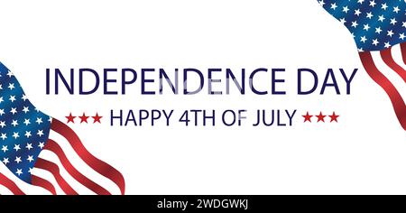 Happy Independence Day 4 luglio USA Text Design Illustrazione Vettoriale