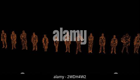 rendering 3d delle figure umane come folla per la società o per le questioni sociali. Foto Stock