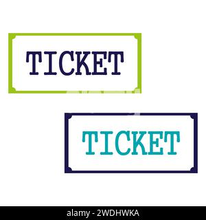Icone ticket. Design piatto. Illustrazione vettoriale isolata su sfondo bianco. Cinema, teatro, biglietto per concerti per la progettazione di siti Web, pulsante, online Illustrazione Vettoriale