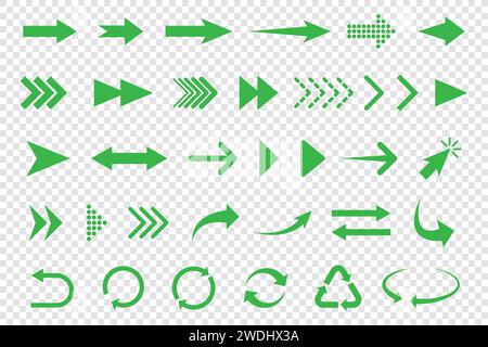 Insieme di icone vettoriali frecce isolate Illustrazione Vettoriale