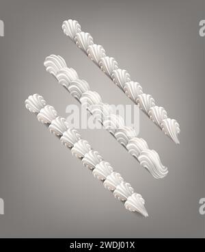set di icone vettoriali realistiche. Baker cream. Montare la panna con i motivi dei sacchetti. Illustrazione Vettoriale