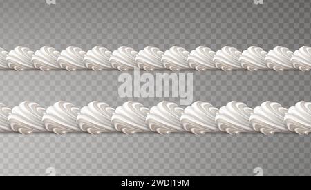 set di icone vettoriali realistiche. Baker cream. Panna montata senza cuciture dal sacchetto con piping. Illustrazione Vettoriale