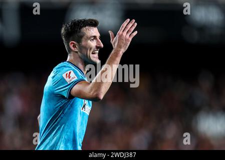 Dani Vivian dell'Athletic Club durante la partita di calcio del campionato spagnolo la Liga tra il Valencia CF e l'Athletic Club il 20 gennaio 2024 allo stadio Mestalla di Valencia, in Spagna Foto Stock