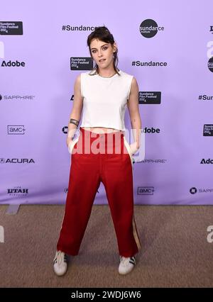 Park City, Stati Uniti. 20 gennaio 2024. Kristen Stewart partecipa alla premiere "Love Lies Bleeding" durante il Sundance Film Festival 2024 al Rey Theatre il 20 gennaio 2024 a Park City, Utah. Foto: C Flanigan/imageSPACE/Sipa USA credito: SIPA USA/Alamy Live News Foto Stock