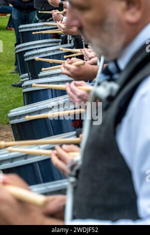 Fascette stringitubo al World Pipe Band Competition Foto Stock
