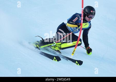 Kitzbuehel, Austria. 21 gennaio 2024. SCI ALPINO - FIS WC 2023-2024Men's World Cup SL Kitzbuehel, Austria, Austria 2024-01-21 - domenica immagini spettacoli: JAKOBSEN Kristoffer (SWE) credito: Agenzia fotografica indipendente/Alamy Live News Foto Stock