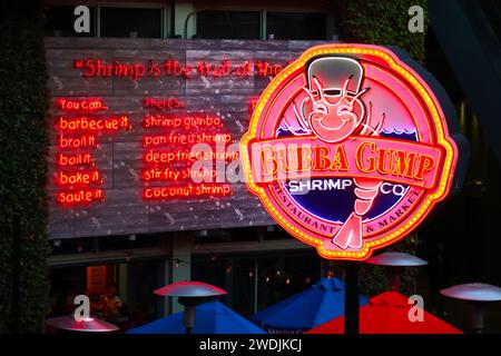 Universal City, Hollywood, California: Ristorante e mercato Bubba Gump Shrimp Company, ristorante americano di pesce su CityWalk agli Universal Studios Foto Stock