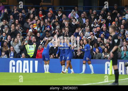 Londra, Regno Unito. 21 gennaio 2024; Stamford Bridge, Londra, Inghilterra: Womens Super League Football, Chelsea contro Manchester United; Lauren James del Chelsea festeggia il suo gol al 23° minuto per 2-0. Credito: Action Plus Sports Images/Alamy Live News Foto Stock