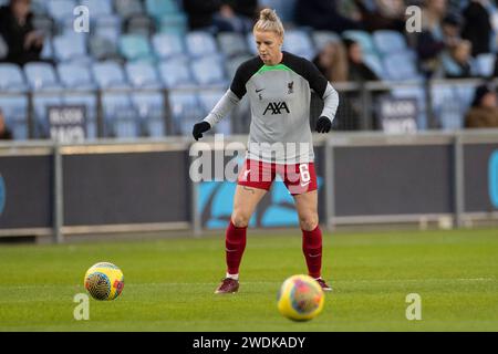 Manchester domenica 21 gennaio 2024. Jasmine Matthews #6 del Liverpool FC durante il warm-up pre-partita durante il Barclays fa Women's Super League match tra Manchester City e Liverpool al Joie Stadium di Manchester domenica 21 gennaio 2024. (Foto: Mike Morese | mi News) crediti: MI News & Sport /Alamy Live News Foto Stock