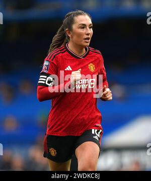 Katie Zelem del Manchester United durante il Barclays Women's Super League match a Stamford Bridge, Londra. Data foto: Domenica 21 gennaio 2024. Foto Stock