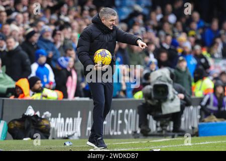 Ryan Lowe manager del Preston North End gestures and React durante il match del campionato Sky Bet Leeds United vs Preston North End a Elland Road, Leeds, Regno Unito, 21 gennaio 2024 (foto di James Heaton/News Images) a Leeds, Regno Unito il 21 gennaio 2024. (Foto di James Heaton/News Images/Sipa USA) Foto Stock