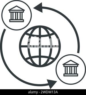 Icona di bonifico bancario e pagamenti isolati, concetto bancario Illustrazione Vettoriale