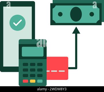 Icona isolata di Micro ATM e prelievo di contante Illustrazione Vettoriale