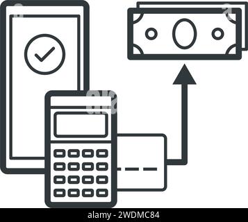Icona isolata di Micro ATM e prelievo di contante Illustrazione Vettoriale
