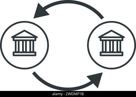 Icona di bonifico bancario e pagamenti isolati, concetto bancario Illustrazione Vettoriale