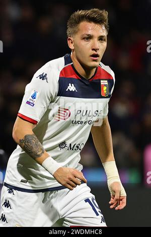 Salerno, Italia. 21 gennaio 2024. Mateo Retegui del Genoa CFC durante la partita di serie A tra US Salernitana e Genoa CFC allo stadio Arechi di Salerno (Italia), 21 gennaio 2024. Crediti: Insidefoto di andrea staccioli/Alamy Live News Foto Stock