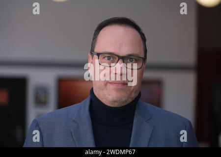 Frankenberg, Germania. 20 gennaio 2024. Dirk Panter (SPD), leader del gruppo parlamentare SPD nel parlamento di stato sassone e candidato al sesto posto nella lista per le prossime elezioni statali. Credito: Sebastian Willnow/dpa/Alamy Live News Foto Stock
