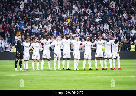 Madrid, Spagna. 21 gennaio 2024. Squadra del Real Madrid vista prima della partita di calcio la Liga EA Sports 23/24 tra Real Madrid e Almeria allo stadio Bernabeu di Madrid, Spagna. Credito: Agenzia fotografica indipendente/Alamy Live News Foto Stock