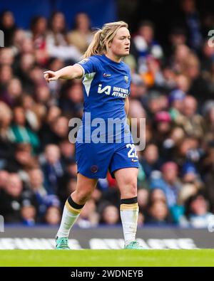 Londra, Inghilterra, Regno Unito il 21 gennaio 2024. Erin Cuthbert del Chelsea in azione durante la partita Chelsea Women contro Manchester United Women Barclays Women's Super League a Stamford Bridge, Londra, Inghilterra, Regno Unito il 21 gennaio 2024 Credit: Every Second Media/Alamy Live News Foto Stock