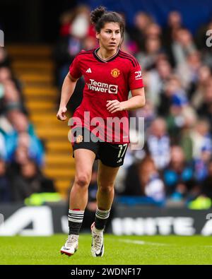 Londra, Inghilterra, Regno Unito il 21 gennaio 2024. Lucia Garcia del Manchester United in azione durante la partita Chelsea Women contro Manchester United Women Barclays Women's Super League a Stamford Bridge, Londra, Inghilterra, Regno Unito il 21 gennaio 2024 Credit: Every Second Media/Alamy Live News Foto Stock