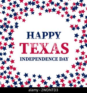 Banner del Texas Independence Day. Festeggiamenti il 2 marzo. Modello vettoriale per poster, volantini, biglietti di auguri, ecc. Illustrazione Vettoriale