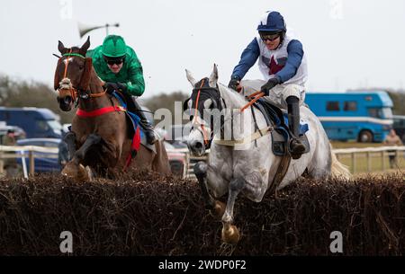 La Mini Fortune e il fantino James King vincono la gara a 7 anni e oltre le Maiden Race all'Heythrop Hunt P2P a Cocklebarrow. Credito immagini equine JTW / Alamy. Foto Stock