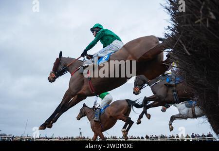 La Mini Fortune e il fantino James King vincono la gara a 7 anni e oltre le Maiden Race all'Heythrop Hunt P2P a Cocklebarrow. Credito immagini equine JTW / Alamy. Foto Stock