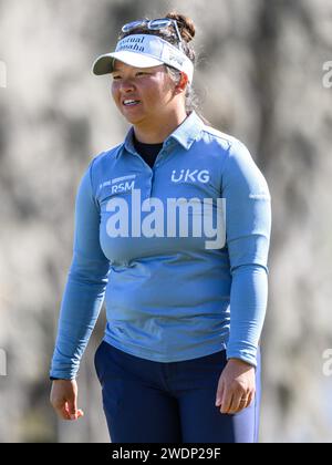 Orlando, Florida, Stati Uniti. 21 gennaio 2024. Megan Khang sul diciottesimo green durante la prova finale dell'Hilton Grand Vacations Tournament of Champions tenutasi al Lake Nona Golf & Country Club di Orlando, Florida. Romeo T Guzman/CSM/Alamy Live News Foto Stock