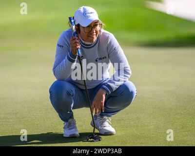 Orlando, Florida, Stati Uniti. 21 gennaio 2024. Marina Alex sul diciottesimo green durante la prova finale dell'Hilton Grand Vacations Tournament of Champions tenutasi al Lake Nona Golf & Country Club di Orlando, Florida. Romeo T Guzman/CSM/Alamy Live News Foto Stock