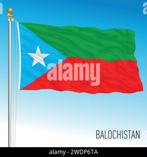 Regione del Balochistan che sventola bandiera, territorio asiatico, illustrazione vettoriale Illustrazione Vettoriale