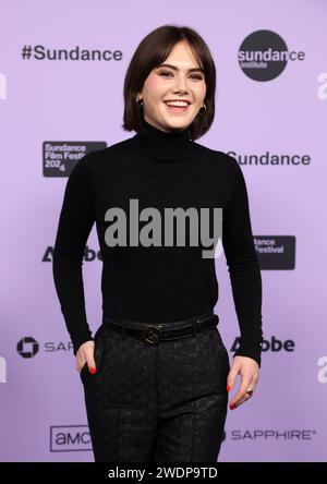 Park City, Stati Uniti. 20 gennaio 2024. Emilia Jones arriva alla premiere "Winner" durante il Sundance Film Festival 2024 tenutosi al Ray Theatre il 20 gennaio 2024 a Park City, Utah. © JPA/AFF-USA.com credito: AFF/Alamy Live News Foto Stock
