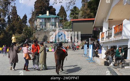 Darjeeling, Bengala Occidentale, India - 15 febbraio 2022: Darjeeling Mall (strada commerciale) popolare attrazione turistica della stazione di darjeeling Hill per il tempo libero Foto Stock