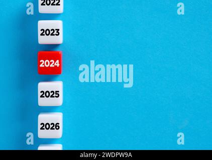 Piani per il 2024. Calendario annuale. Nuovi inizi di attività, strategie, piani e opportunità. Nuove tendenze, eventi imminenti e previsioni annuali Foto Stock