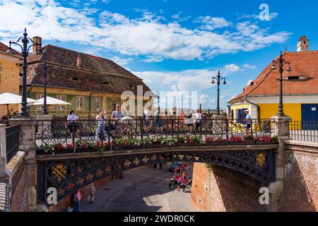 Ponte di giace a Sibiu, Transilvania, Romania Foto Stock