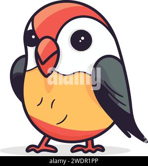 Bullfinch. Simpatico personaggio dei cartoni animati. Illustrazione vettoriale a colori. Illustrazione Vettoriale