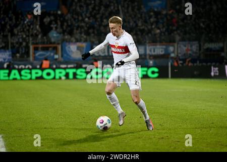 Bochum, Deutschland. 20 gennaio 2024. Fussball; Spieltag 18; 1. Bundesliga; Saison 20223/2024; VfL Bochum gegen VfB Stuttgart am 20.01.2024 a Bochum. UBz: 27 Chris Fuehrich, VfB Stuttgart. Credito: dpa/Alamy Live News Foto Stock