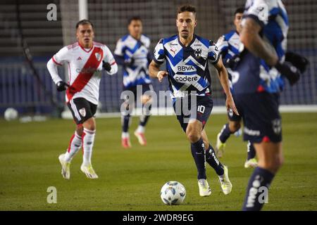 Non esclusiva: 17 gennaio 2024, Dallas, Texas, USA: Il centrocampista del Monterrey Sergio Canales in azione durante l'amichevole partita di calcio internazionale tra Foto Stock