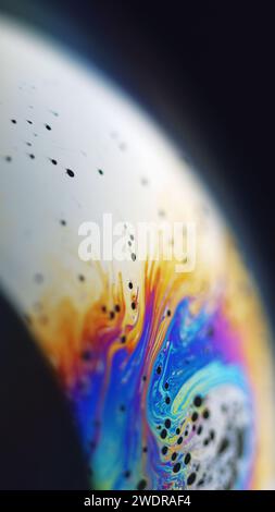 Miscela di vernici con macchie di olio arcobaleno sferico olografico Foto Stock