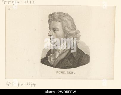 Ritratto van Friedrich von Schiller, Ernst Ludwig Riepenhausen, 1775 - 1840 carta stampata incisione persone storiche. scrittore, poeta, autore Foto Stock