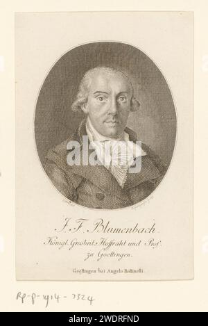 Ritratto van Johann Friedrich Blumenbach, Ernst Ludwig Riepenhausen, dopo Zimmer, 1775 - 1840 stampa Göttingen carta incisione / incisione persone storiche Foto Stock