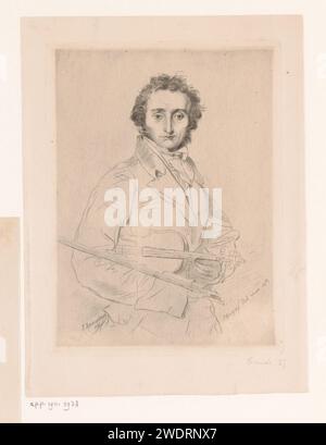 Portret van Niccolò Paganini, Louis le Nain, in onore di Jean Auguste Dominique Ingres, 1873 carta stampata incisione persone storiche. musicista. violino, violino Foto Stock