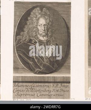 Ritratto di Johann Casimir II, ReichsGraf Kolbe van Wartenberg, Martin Berbigeroth, stampa del 1709 Leipzig paper Engraving Historical Persons. armatura Foto Stock