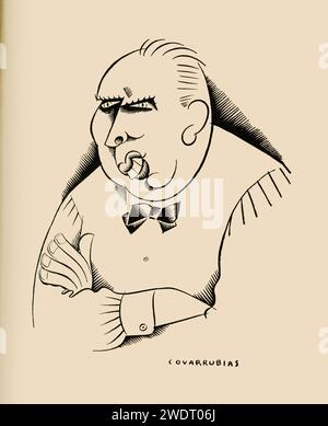 Theodore Dreiser, Comic Portrait di Miguel Covarrubias Foto Stock