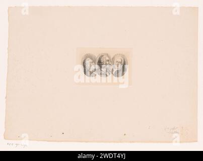 Drie Medaillons mette da Portretten van Alexis Piron, Charles incollato a Charles -Francois Pannard, Louis le Nain, 1861 - 1911 carta stampata incisione persone storiche. uomo adulto. scrittore, poeta, autore Foto Stock