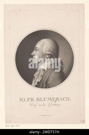 Ritratto van Johann Friedrich Blumenbach, Johann Elias Haid, 1762 - 1809 carta stampata persone storiche. medico, dottore Foto Stock