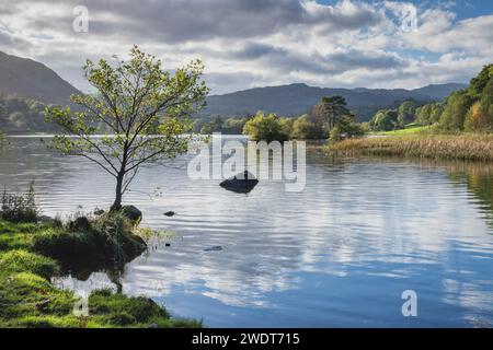 All'inizio dell'autunno, a Rydal Water nel Lake District National Park, sito patrimonio dell'umanità dell'UNESCO, Cumbria, Inghilterra, Regno Unito, Europa Foto Stock