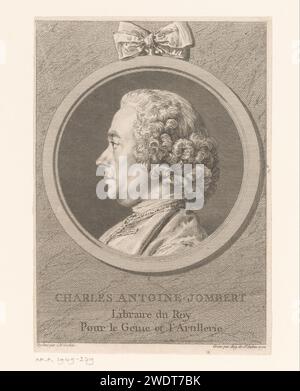 Portret van Charles-Antoine Jombert, Augustin de Saint-Aubin, 1770 persone storiche con incisione/incisione su carta stampata. editoria, editore (+ ritratto di studioso, scienziato) Foto Stock