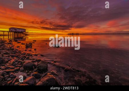 Alba da Roa Island, Rampside, Cumbria, Inghilterra, Regno Unito, Europa Foto Stock