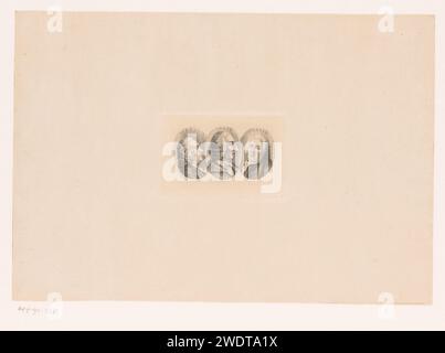 Drie Medaillons mette da Portretten van Alexis Piron, Charles incollato a Charles -Francois Pannard, Louis le Nain, 1861 - 1911 carta stampata incisione persone storiche. uomo adulto. scrittore, poeta, autore Foto Stock