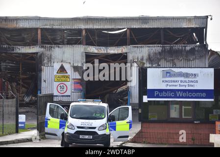 Ex stabilimento Sony Fire, Bridgend Industrial Estate, Galles del Sud Foto Stock